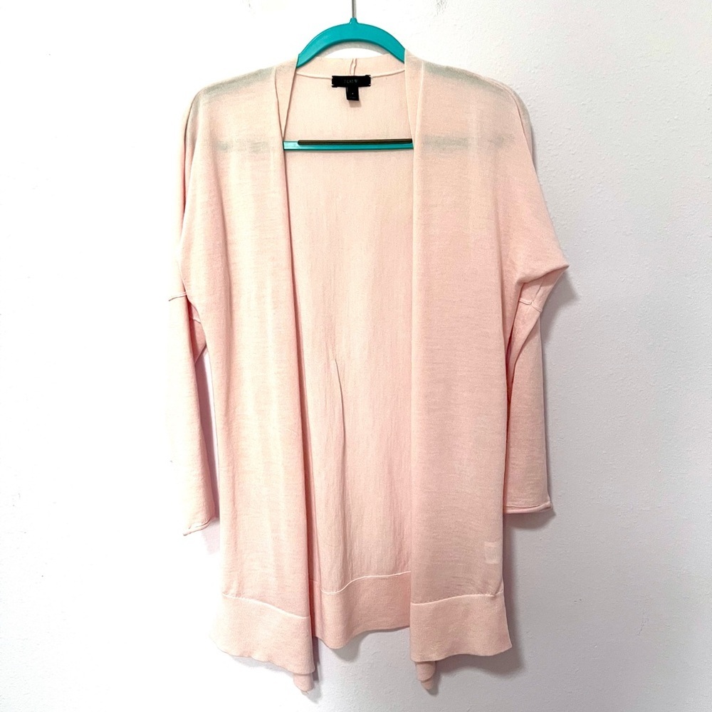 J. Crew Pink Open-Front Cardigan Sweater merino wool‎ small